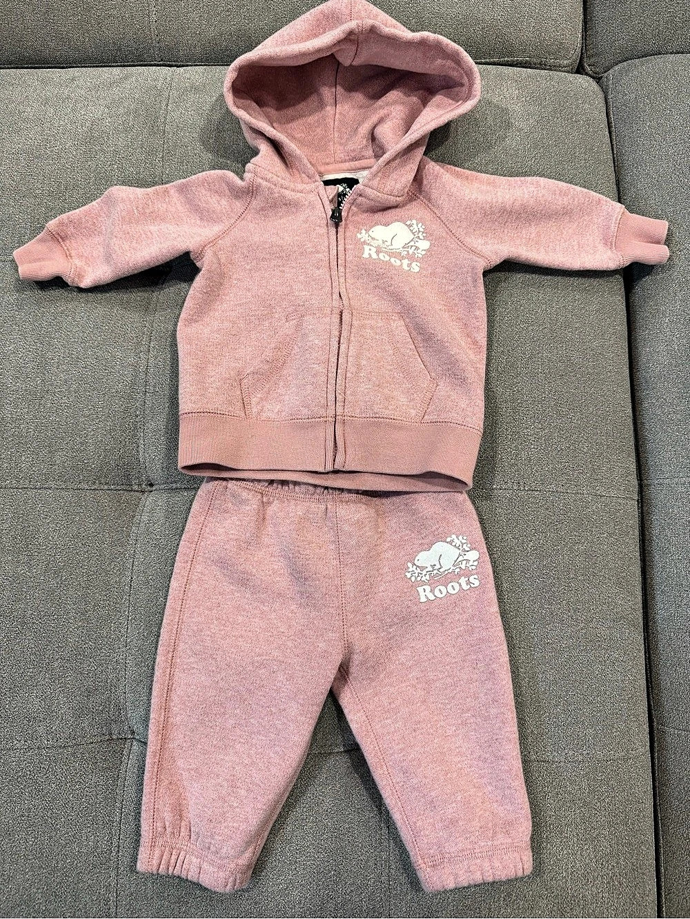 Roots Baby Zip Hoodie and Sweatpants Set sparkly Pink Baby 3-6M cottagecore